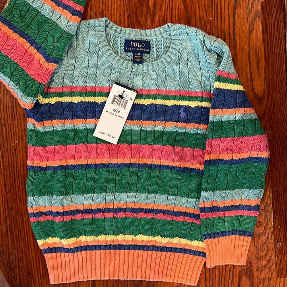 Multicolor Polo Ralph Lauren sweater size 4T. New with tags